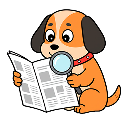 Perro leyendo con lupa